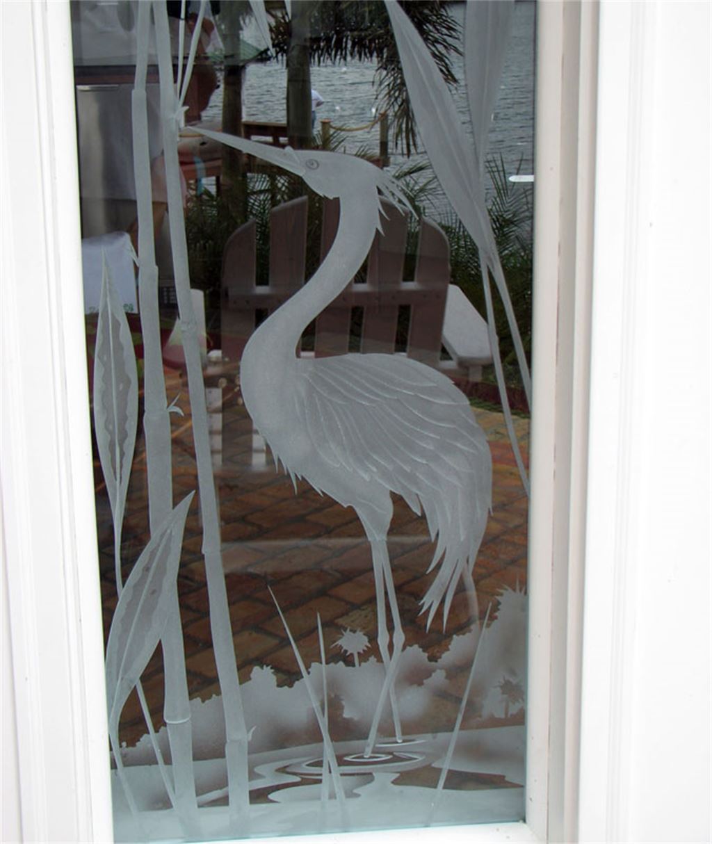 Blue Heron Glass Etching